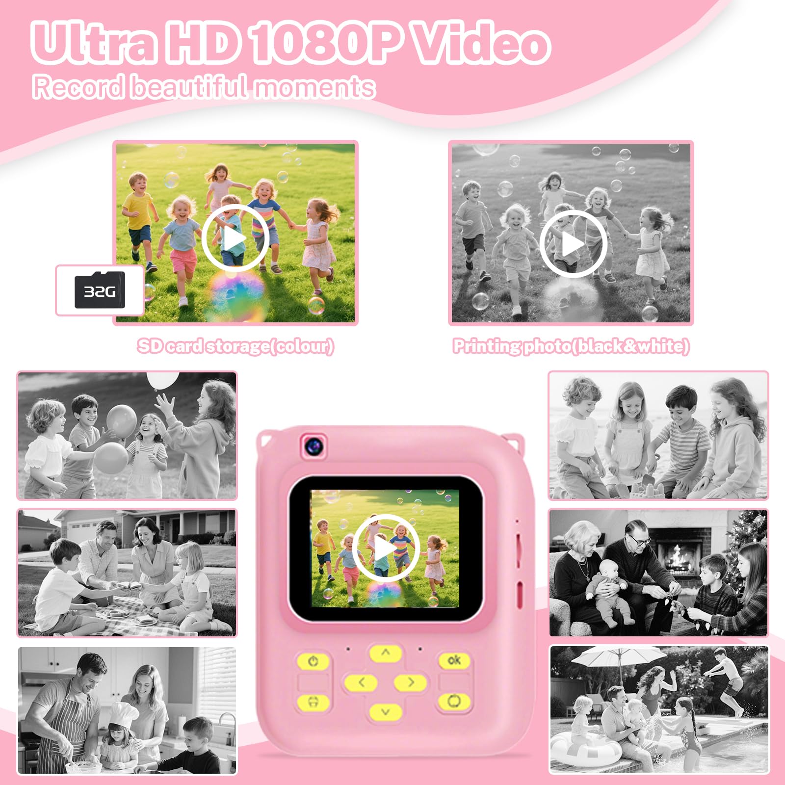 32GB memory card included for ample photo and video storage.