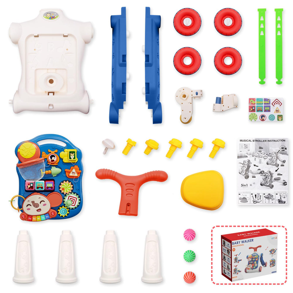 QDRAGON navy blue walker supports multi-sensory play and discovery