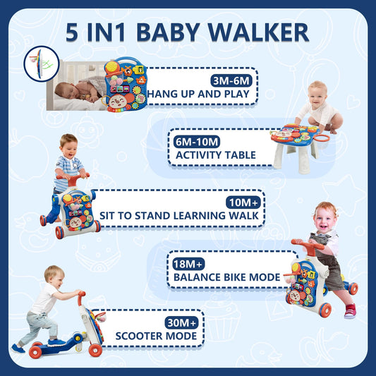 QDRAGON navy blue push walker scooter mode encourages cruising and balance