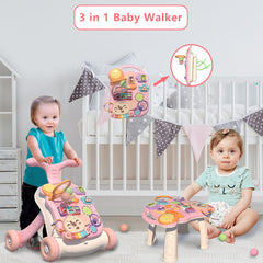 QDRAGON baby push walker table with detachable activity center for curious play.