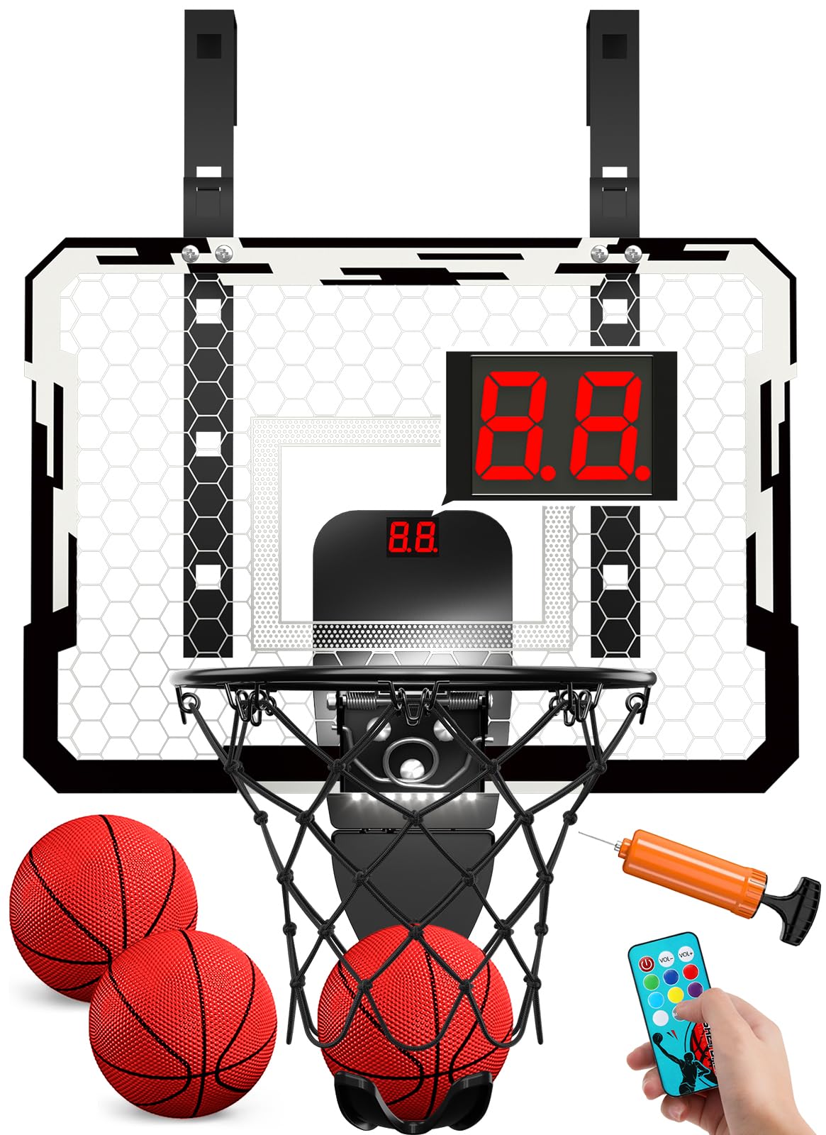 QDRAGON indoor basketball hoop with 7 LED lights for vibrant play