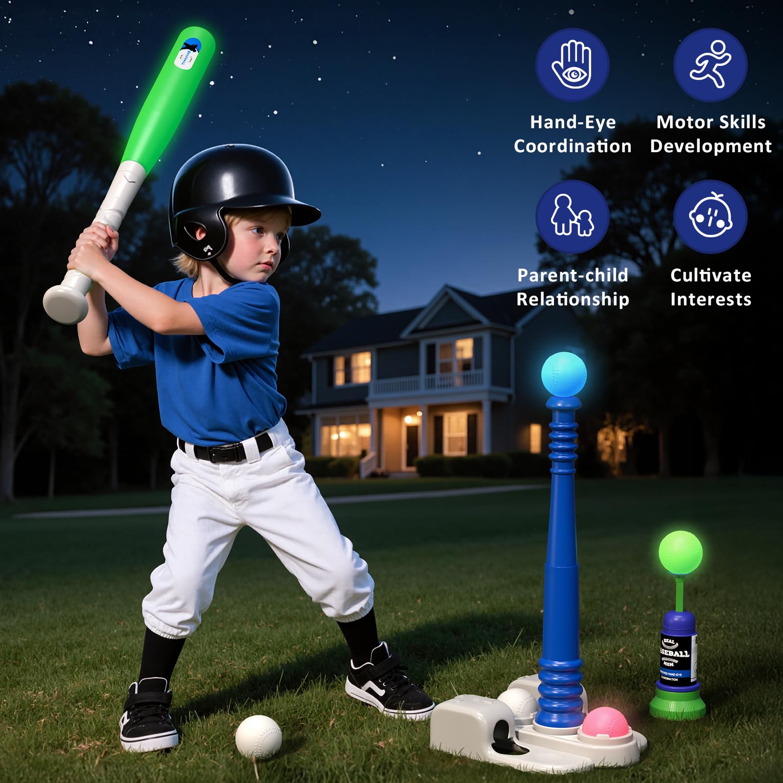 QDRAGON LED Tball color switch highlights seven colors for night games.