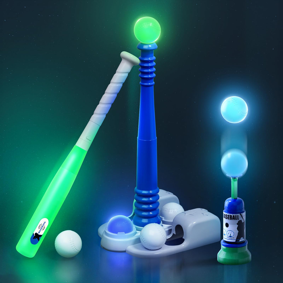 QDRAGON LED Tball glow bat for dusk outdoor practice.
