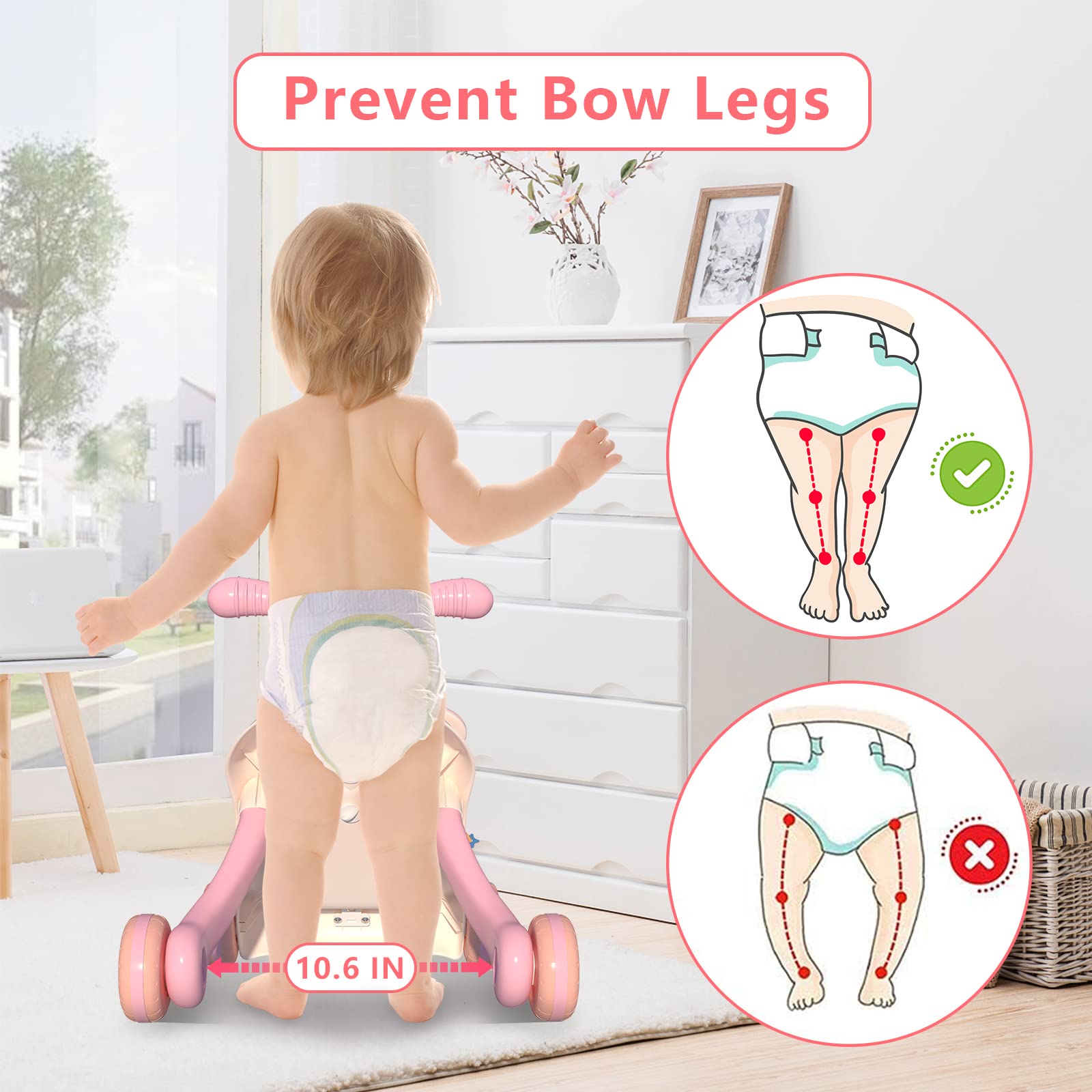 QDRAGON stable triangle frame improves balance during early walking.