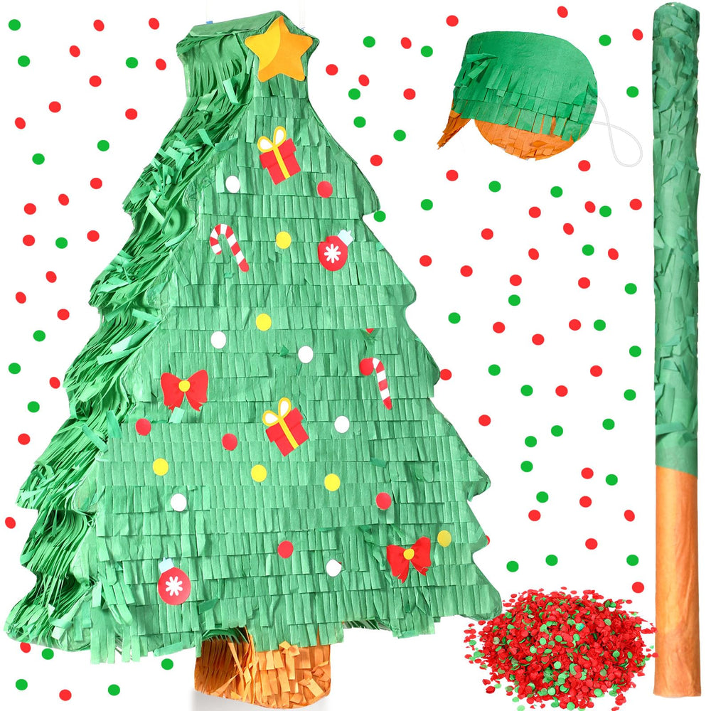 Qeeenar Christmas tree pinata, 16-inch size ideal for candy fillings.