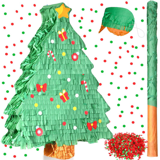 Qeeenar Christmas tree pinata, 16-inch size ideal for candy fillings.