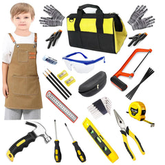 QeeHeng Kids Real Tools Set with tool bag for organized storage and portability