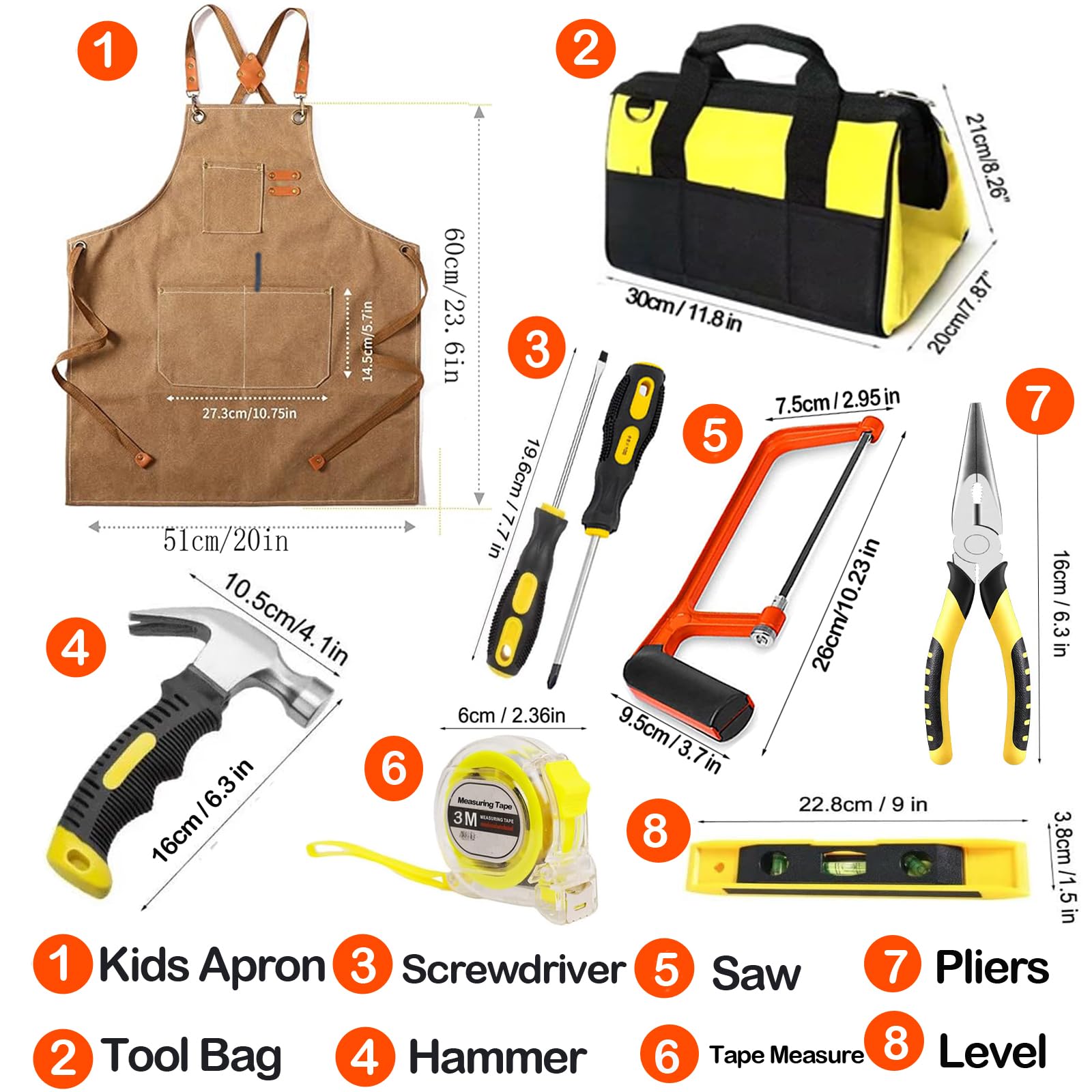 QeeHeng Kids Real Tools Set pliers ready for pretend repairs and fine motor skill development