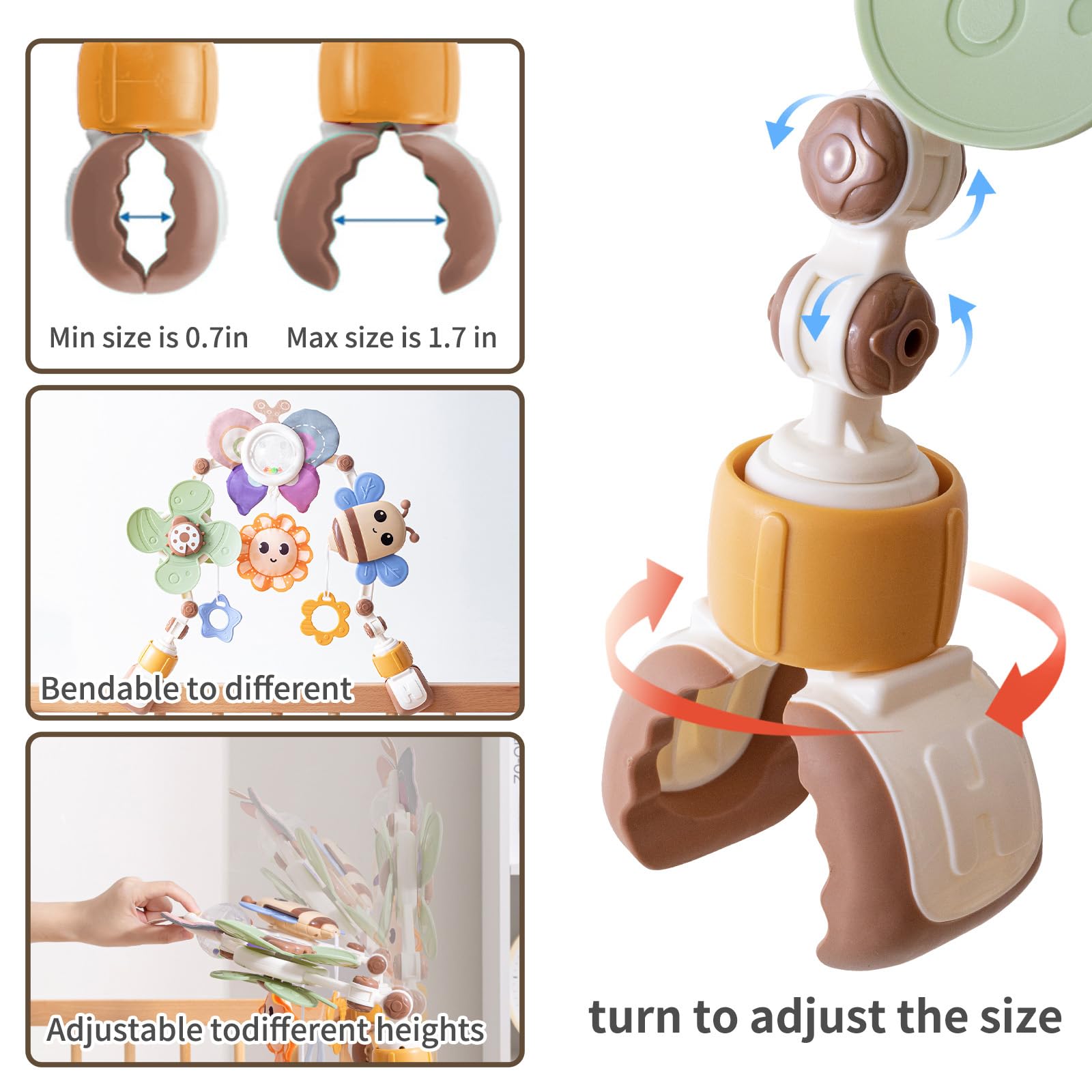 qesfir stroller arch bee wings vibrate gently to spark curiosity.