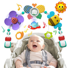 qesfir musical arch attached to stroller for on-the-go play and soothing sounds