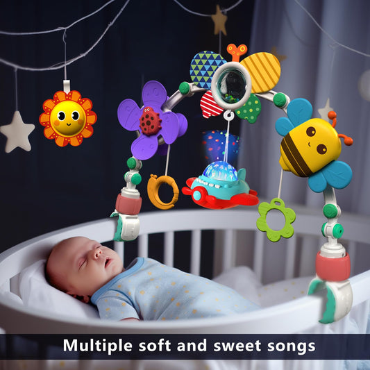 qesfir musical arch windmill toy spins while baby plays during travel