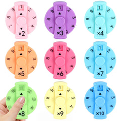 QETRABONE Math Fidget Spinner colorfully demonstrates multiplication practice in a vivid classroom setting.