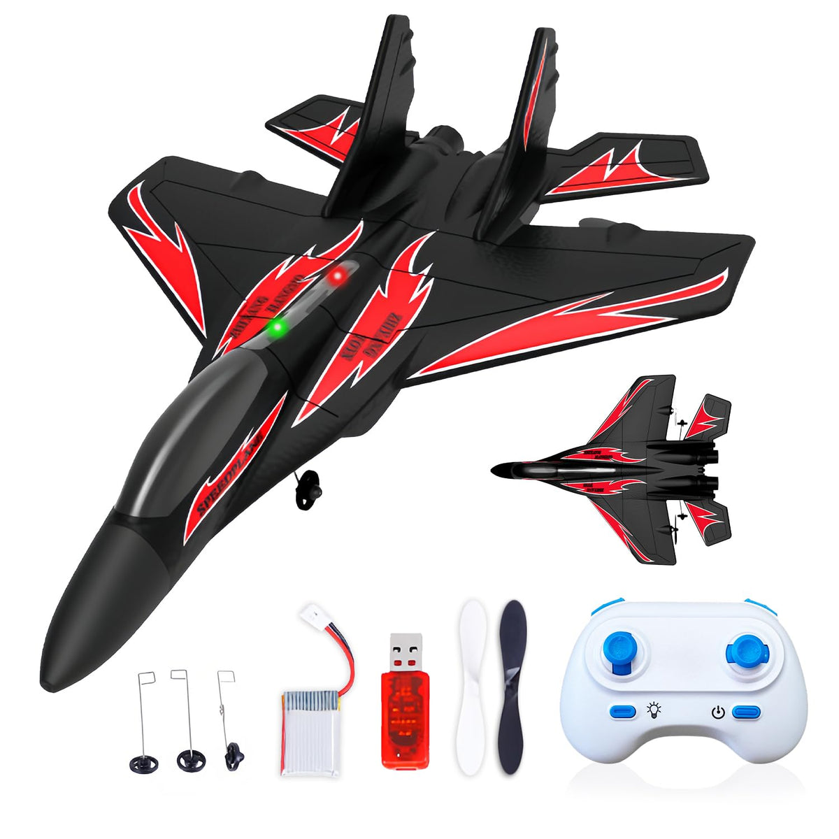 QFCST foam RC plane assembly shows quick setup for immediate flight.