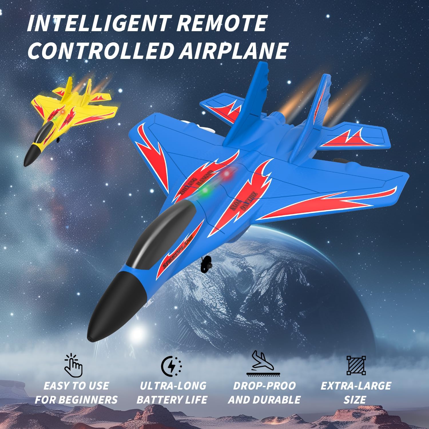 QFCST RC plane side profile demonstrates lightweight design for easy handling.