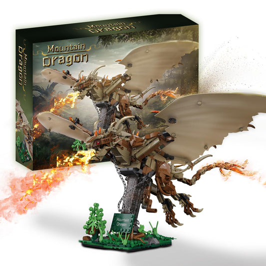 QFJ Ideas Magic Wiki Fire Dragon assembly highlights bronze scales for dramatic display.