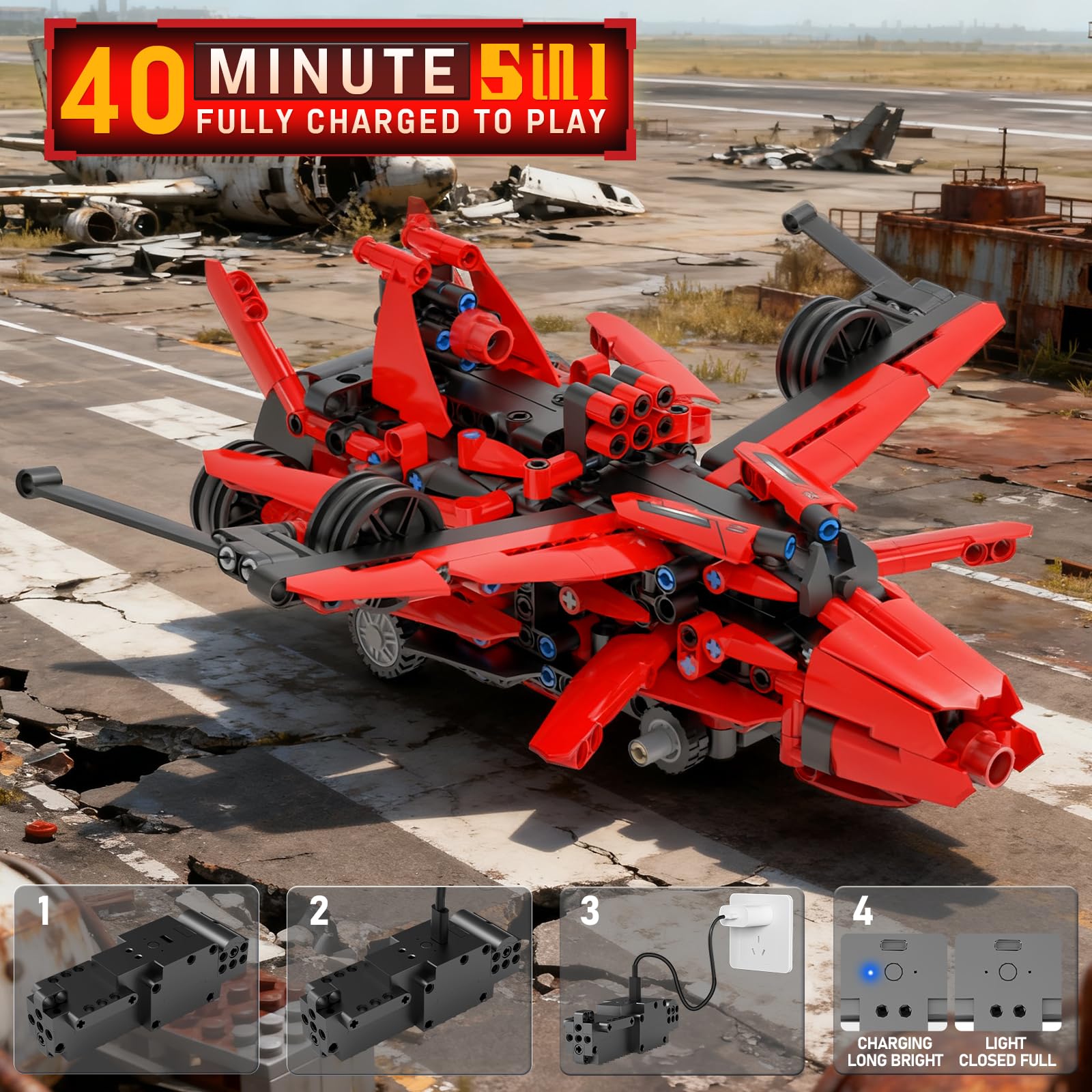 QHECTTY 5-in-1 space fighter model sparks imaginative space adventures.