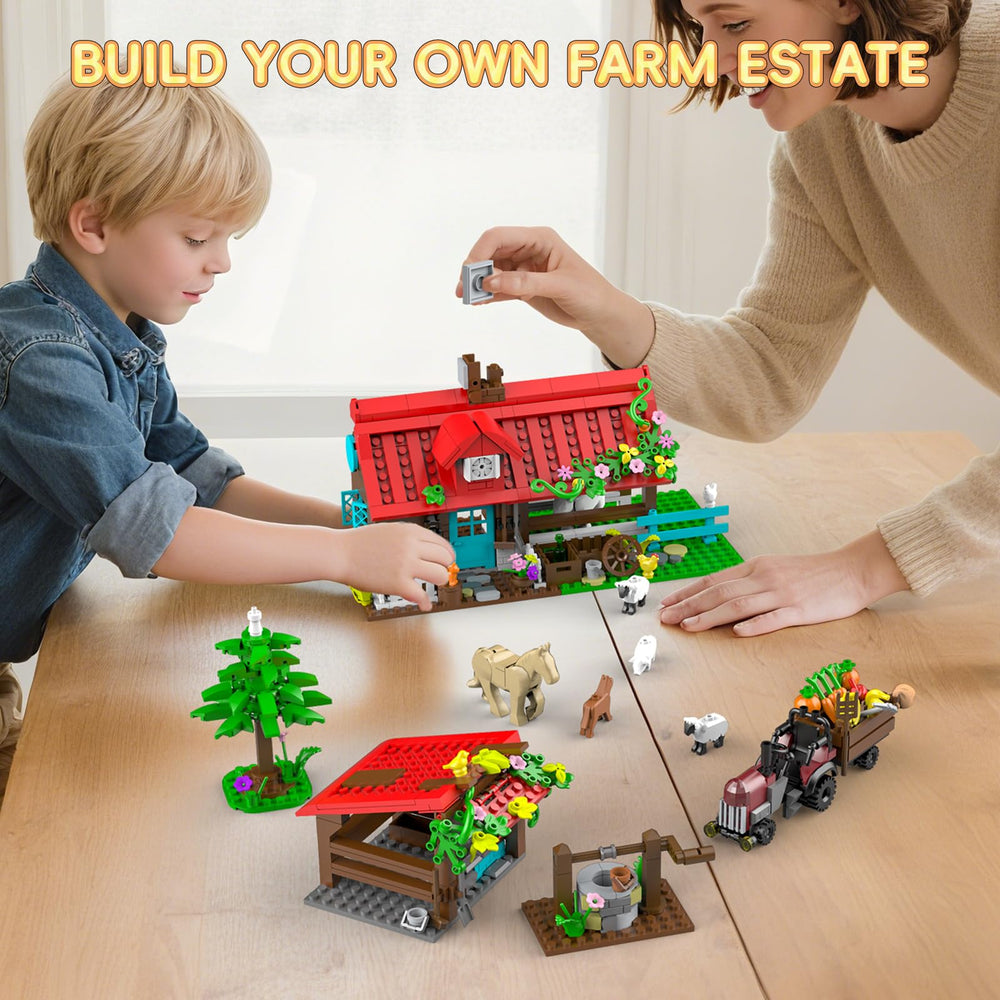 QHECTTY Farm House farmhouse-stables scene creates a bright, organized play space
