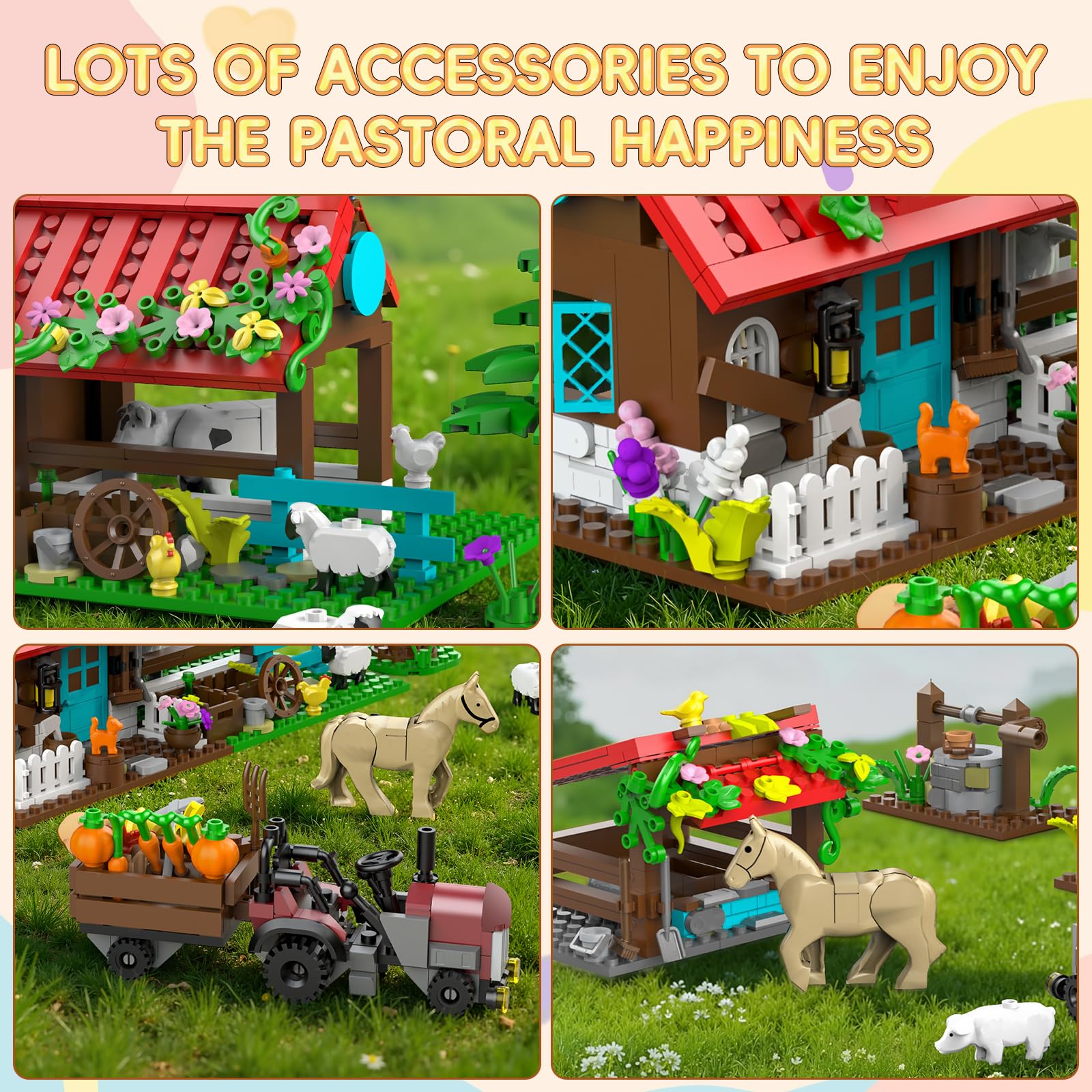 QHECTTY Farm House pigs dog cat scene sparks role-play adventures