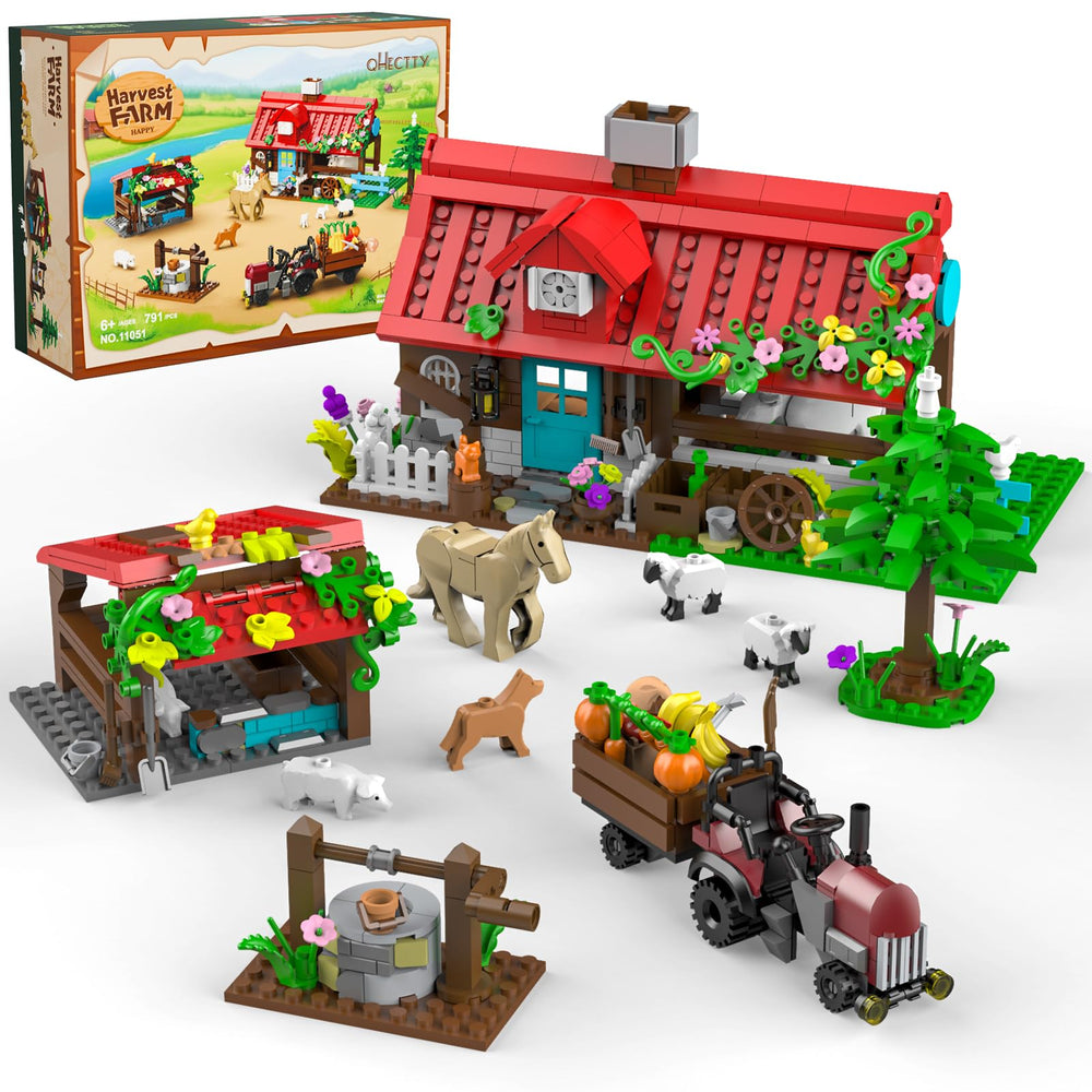 QHECTTY Farm House tractor visual with bright colors encourages imaginative play and motor skills