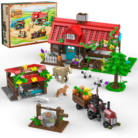 QHECTTY Farm House tractor visual with bright colors encourages imaginative play and motor skills