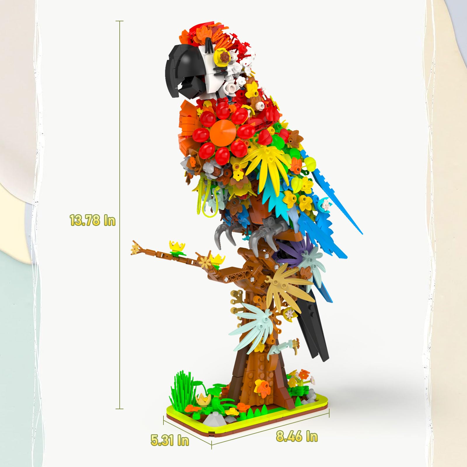 QHECTTY parrot flower building set gift-ready, ideal for birthdays and celebrations