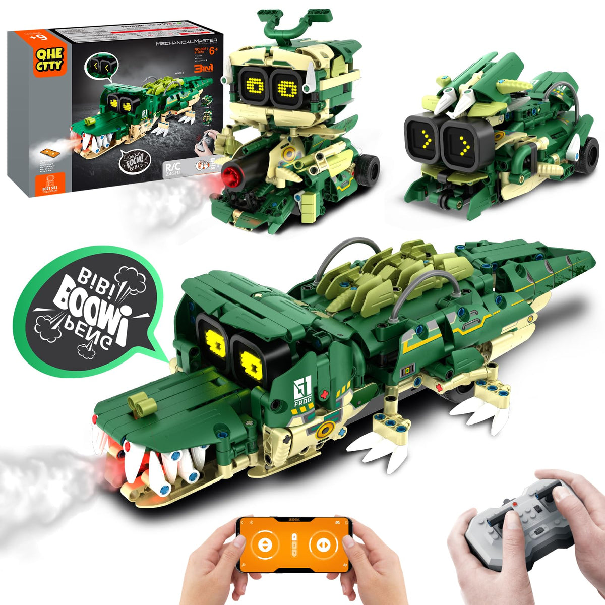 QHECTTY STEM robot-building blocks visual focus: robot construction boosts creativity.