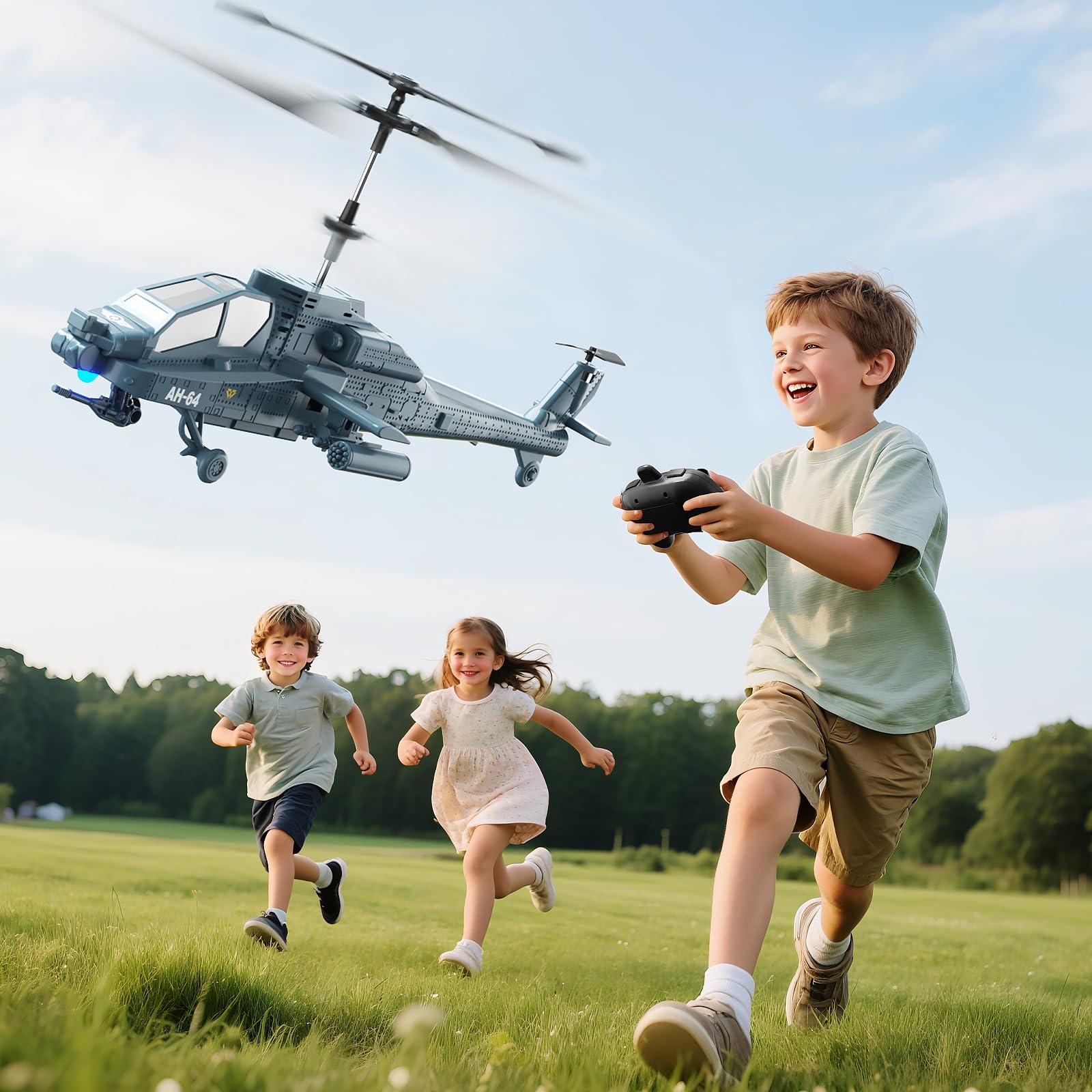 QI XING Apache RC helicopter uses durable design for long-lasting fun