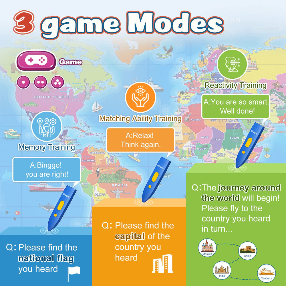 Qiaojoy map icons with animal sounds delivering immersive learning cues.