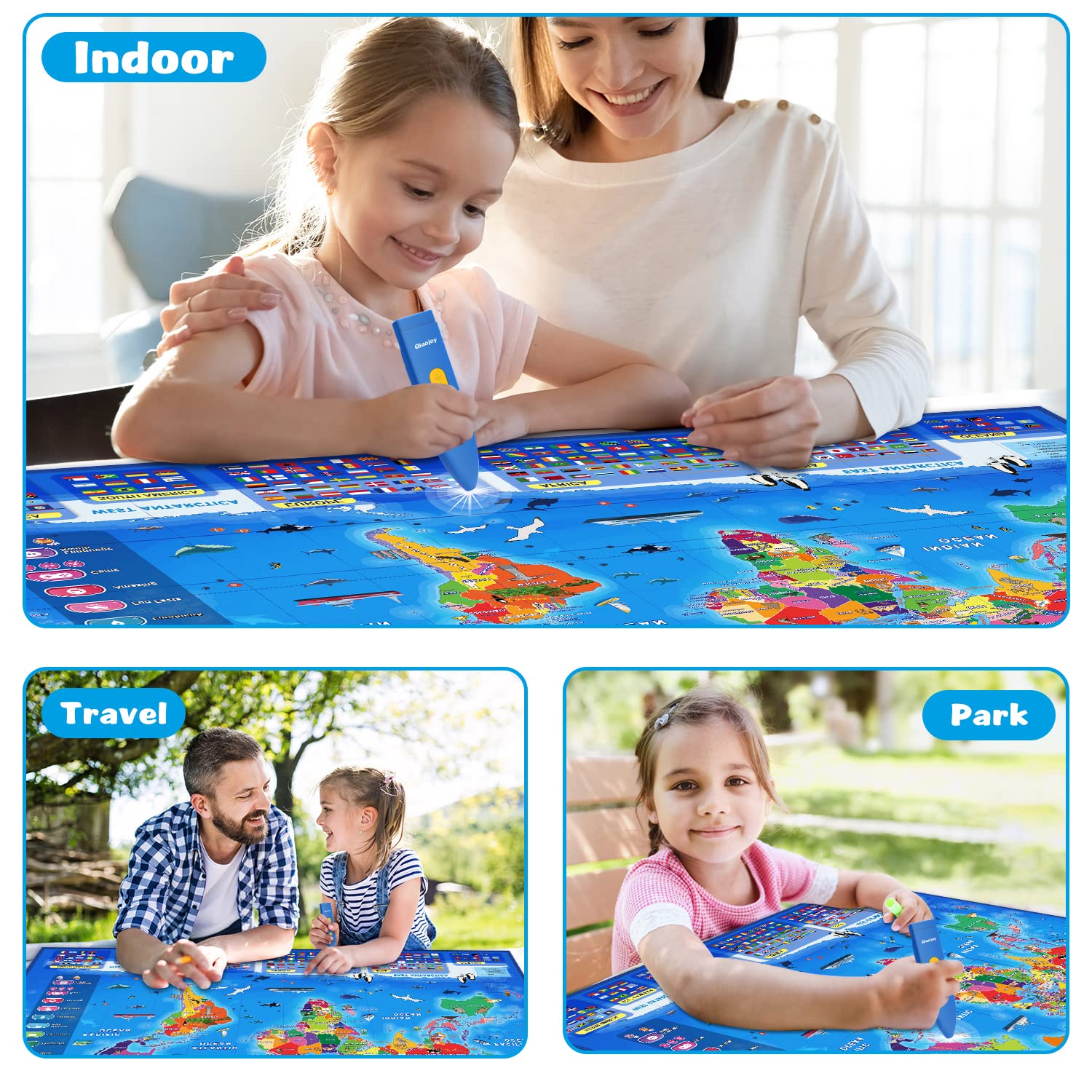Qiaojoy gift-ready educational map ideal for birthdays and holidays.