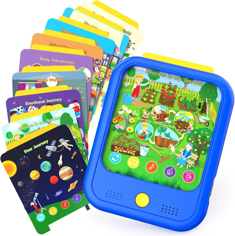 Qiaojoy tablet showing alphabet and numbers for early literacy exploration