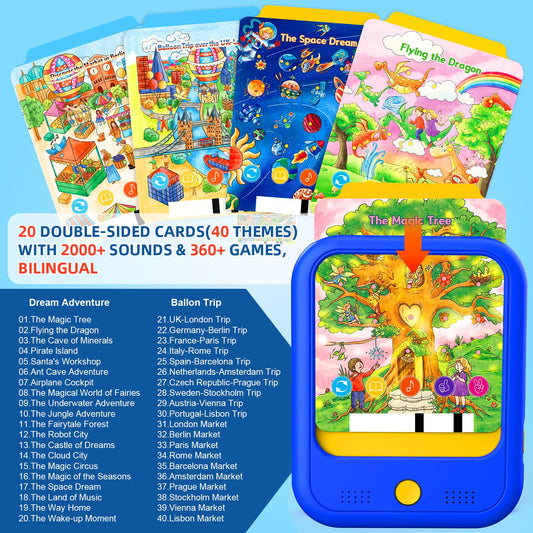Qiaojoy bilingual tablet supports English and Spanish language learning.