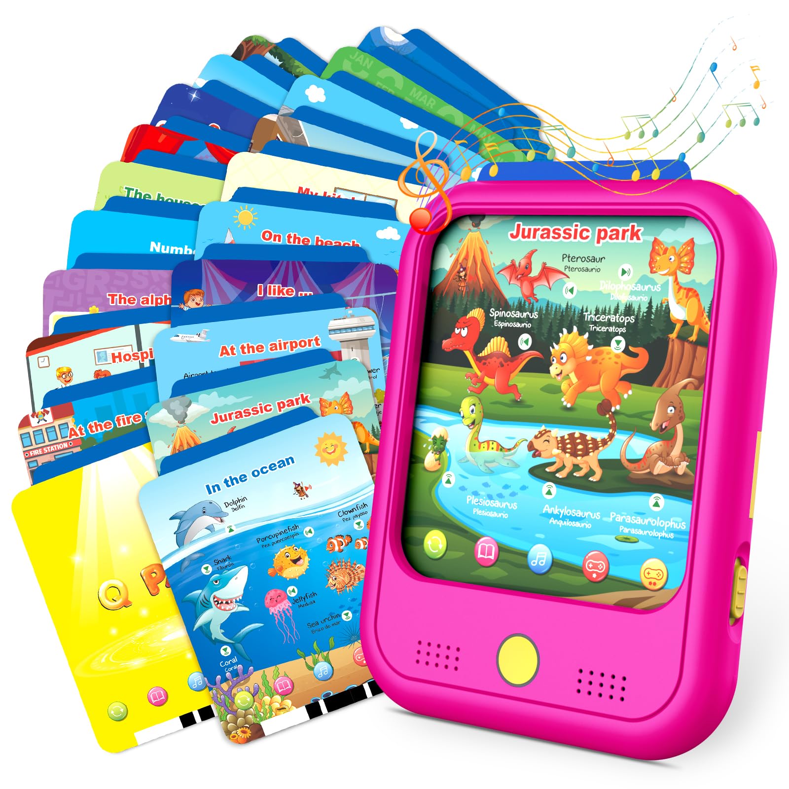 Qiaojoy kid learning tablet with bilingual switch for dual-language exploration.