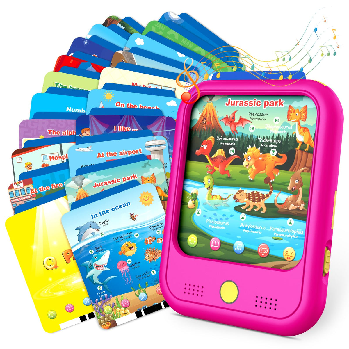 Qiaojoy kid learning tablet with bilingual switch for dual-language exploration.