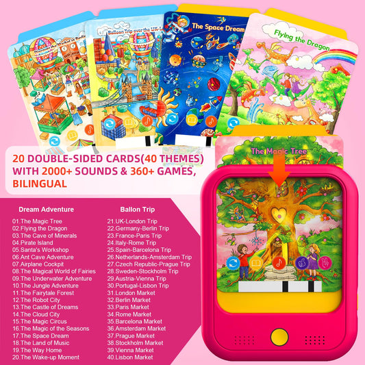 Qiaojoy Kids Learning Tablet dual-language learning supports English and Spanish exploration.