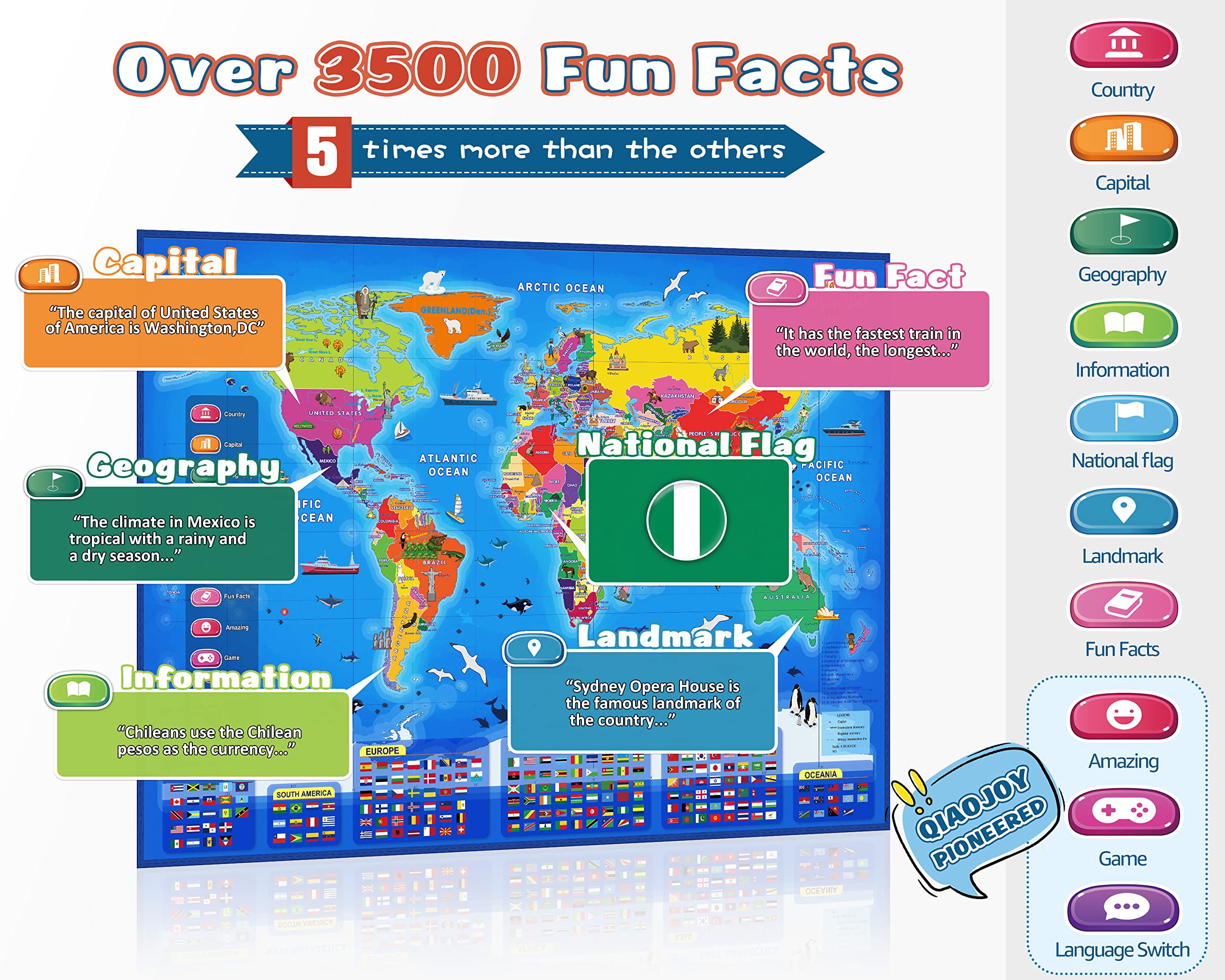 Qiaojoy map icons interactive buttons provide engaging sounds for discovery