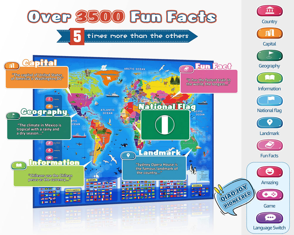 Qiaojoy map icons interactive buttons provide engaging sounds for discovery