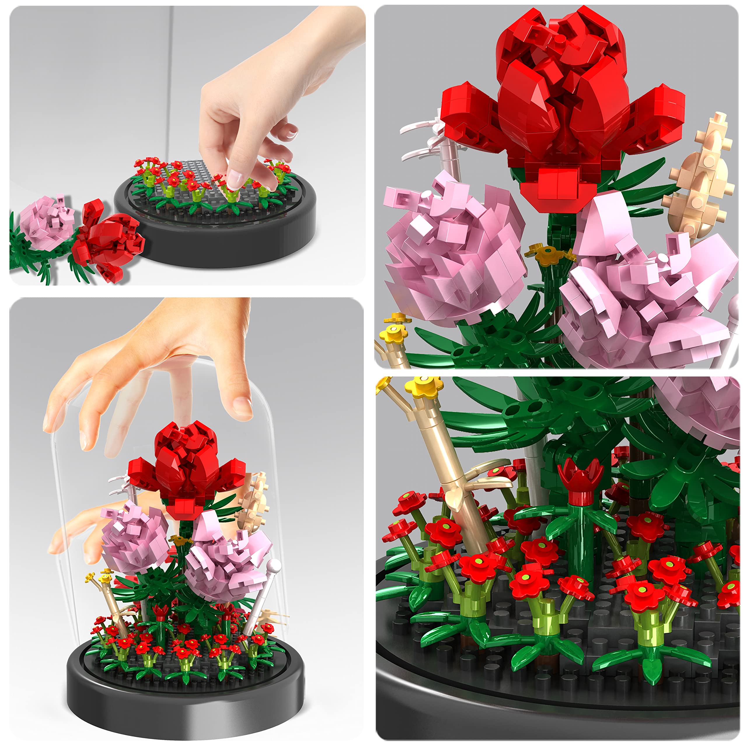 QIFUN Dust cover rose display base protects and showcases the bouquet.