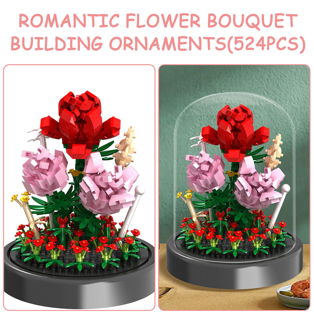 QIFUN Rose decorated flower in glass dome creates an elegant, lasting centerpiece.