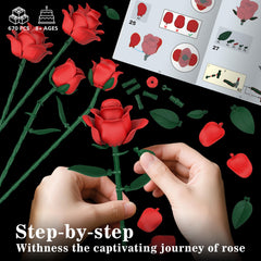 QIFUN rose-flowers assembly pieces with adjustable stems for custom arrangements