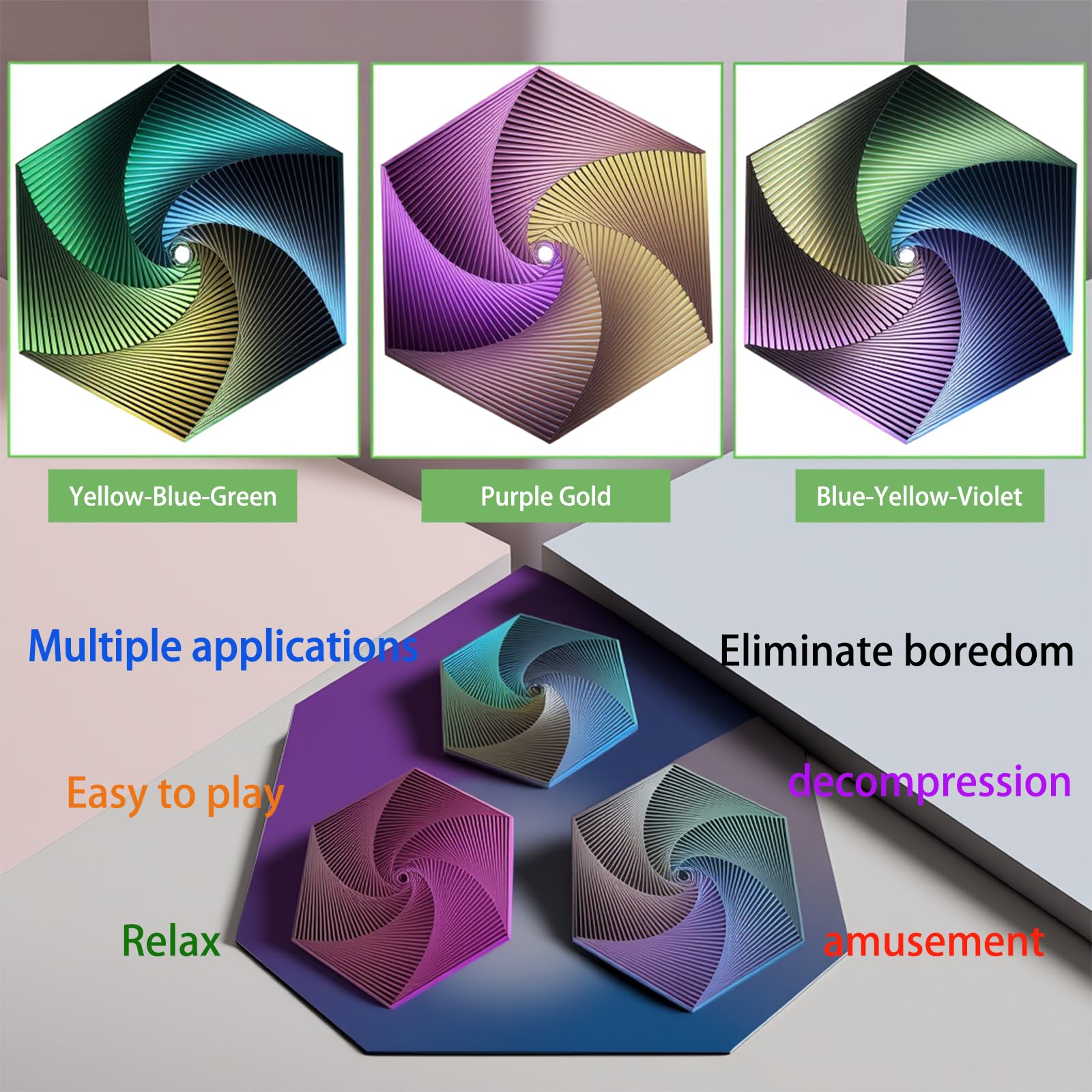 QIGGJJ Fractal Fidget Hexagon compact and portable for on-the-go relief