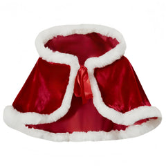 QIJOVO Santa cape for girls with white fur trim.