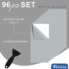 96-sheet set preserves 16×1000-piece puzzles with easy peel and stick.