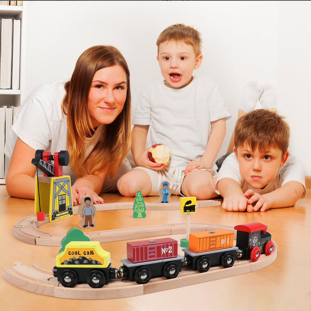 Qilay gift-ready wooden train set makes a perfect surprise.