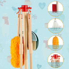 Qilay hanging stand keeps cleaning tools organized and accessible during playtime.