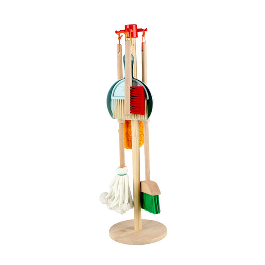 Qilay wooden broom from the kids cleaning set for realistic pretend play and fine motor skills.