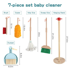 Qilay wooden brush builds motor control during imaginative housekeeping play.