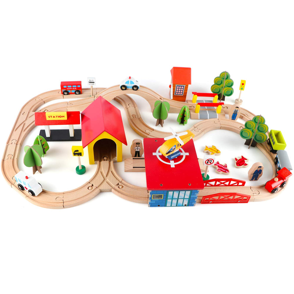 Qilay kids play area scene with the train set for screen-free fun