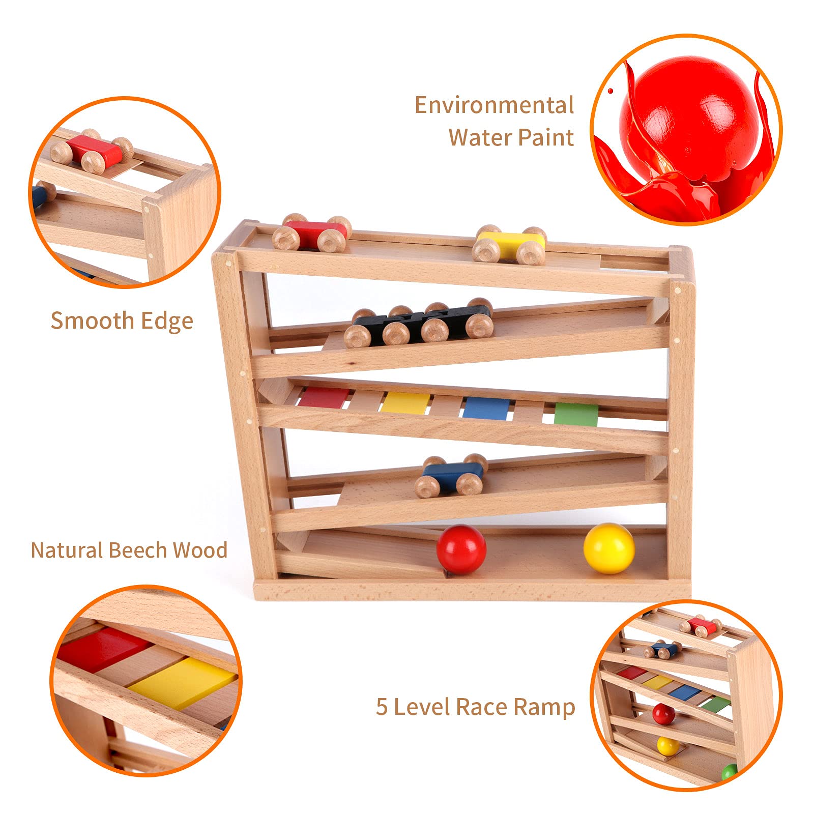 Qilay wooden balls set with the race track components.