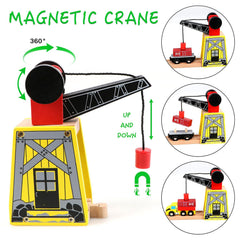Qilay wooden train set bridge connects rails for seamless adventures.
