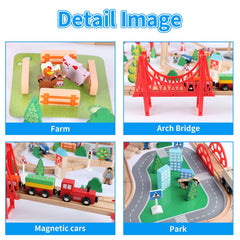 Qilay wooden train set figures spark social storytelling during playtime.